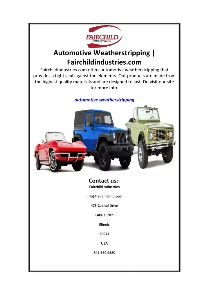 automotive weatherstripping fairchildindustries