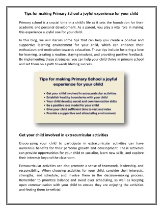 tips for making primary school a joyful