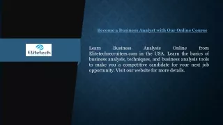 Become a Business Analyst with Our Online Course