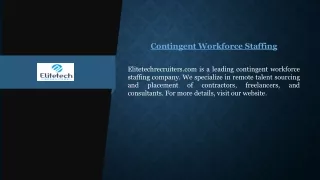 Contingent Workforce Staffing Elitetechrecruiters.com