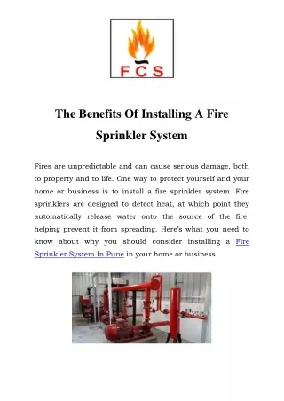 Fire Sprinkler System In Pune Call-8431101101