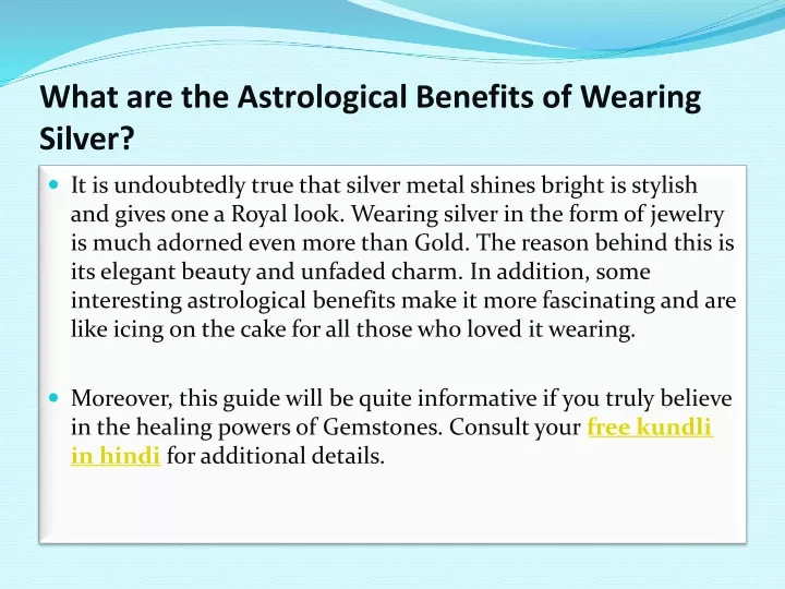 what are the astrological benefits of wearing silver