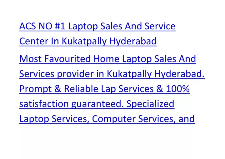 acs no 1 laptop sales and service center