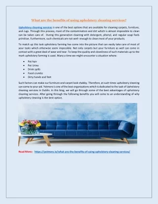 What are the benefits of using upholstery cleaning services?
