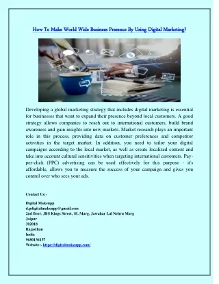 how to make world wide business presence by using
