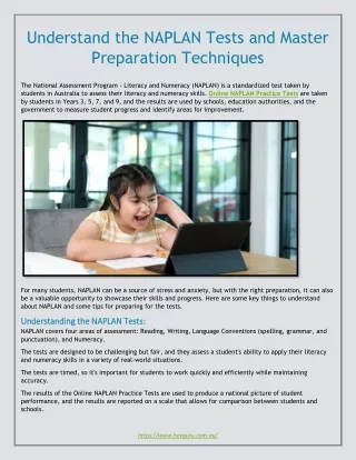Understand the NAPLAN Tests and Master Preparation Techniques