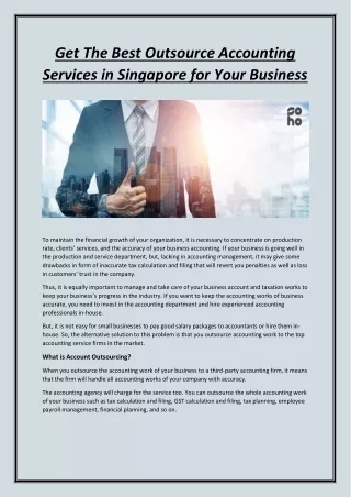Get The Best Outsource Accounting Services in Singapore for Your Business