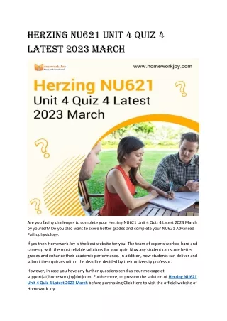 Herzing NU621 Unit 4 Quiz 4 Latest 2023 March