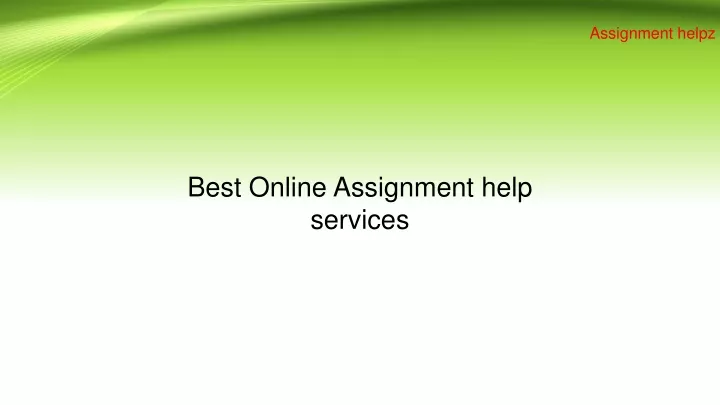 best online assignment help services