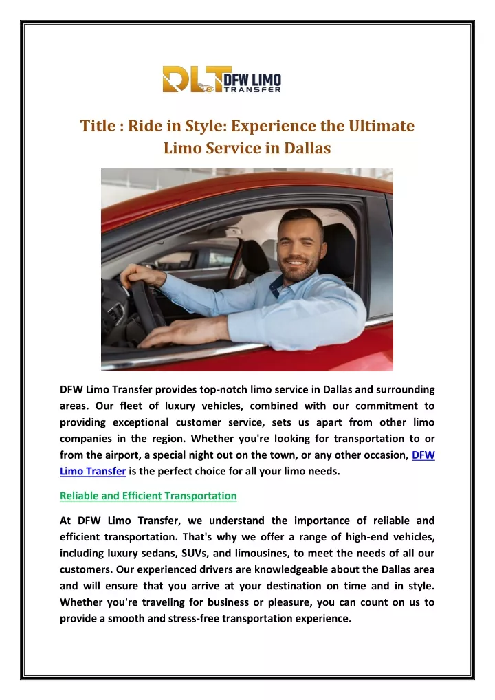 title ride in style experience the ultimate limo