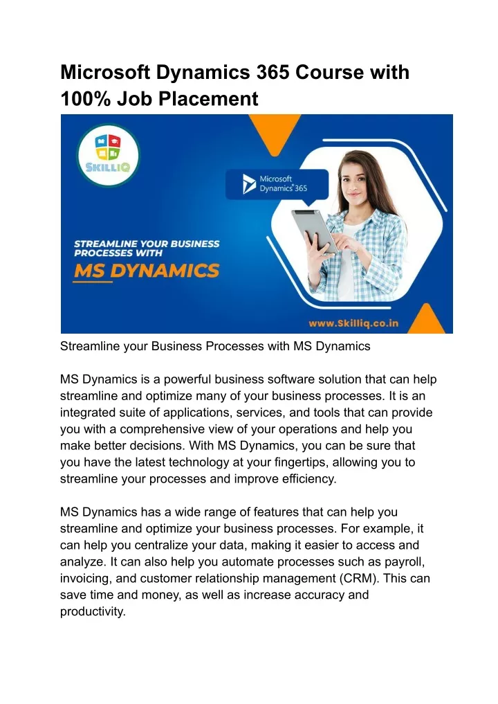 microsoft dynamics 365 course with