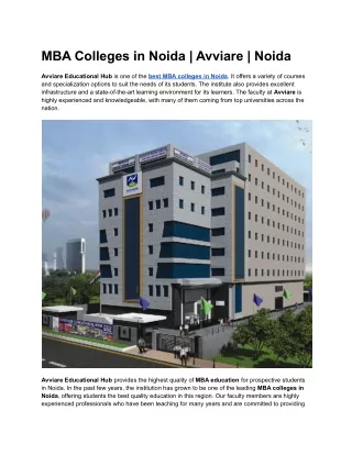 MBA Colleges in Noida | Avviare | Noida