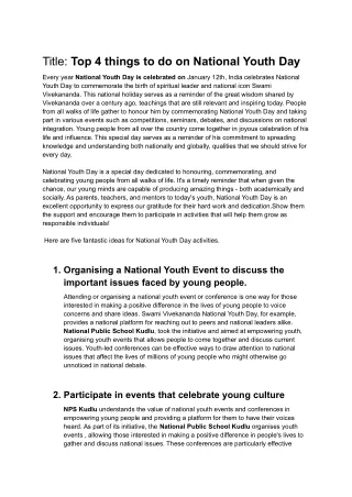 Top five things to do on National Youth Day