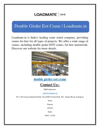 double girder eot crane loadmate in