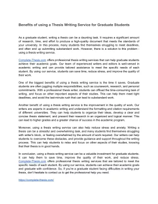 Benefits of using a Thesis Writing Service for Graduate Students