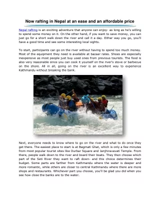 now rafting in nepal at an ease and an affordable