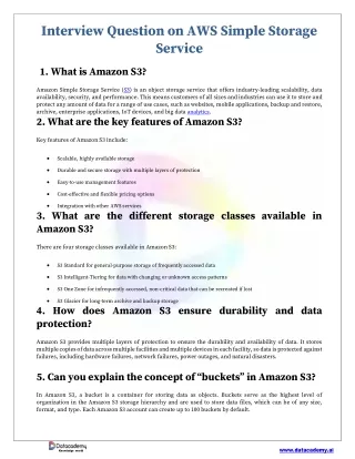 Interview Question on AWS Simple Storage Service