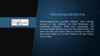 Clean Storage Services Usa  Elitestorage325.com