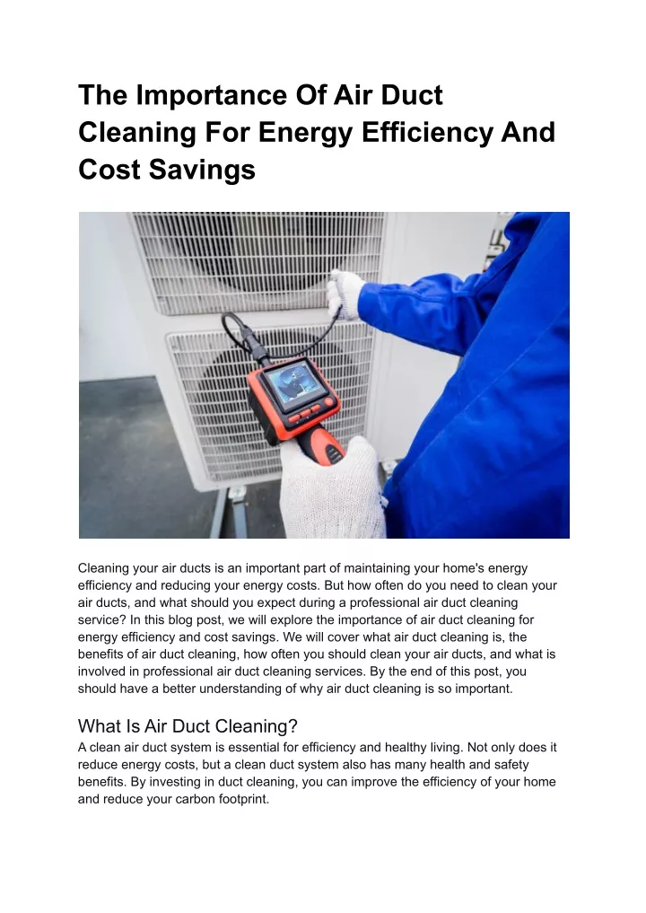 the importance of air duct cleaning for energy