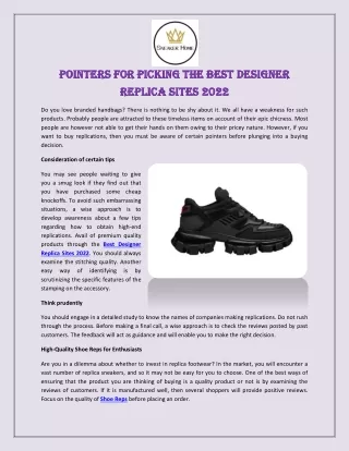 Pointers for Picking the Best Designer Replica Sites 2022