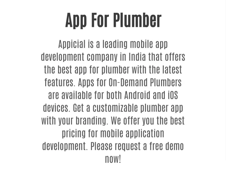 app for plumber