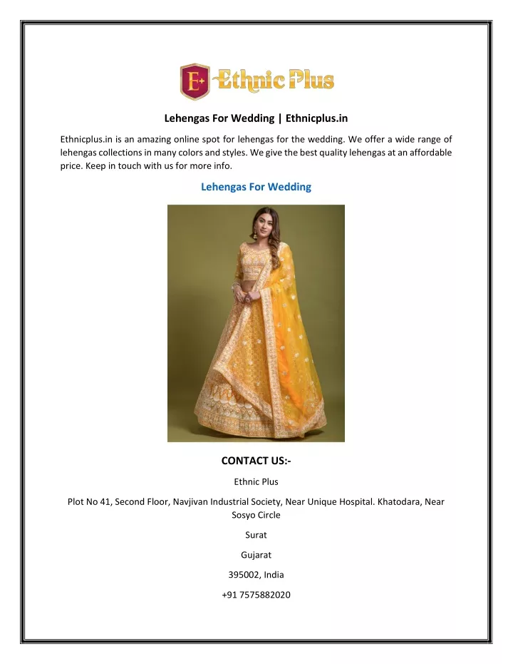 lehengas for wedding ethnicplus in