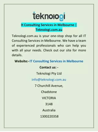 it consulting services in melbourne teknologi