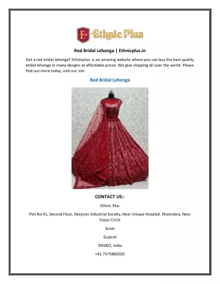 red bridal lehenga ethnicplus in