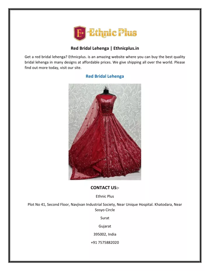 red bridal lehenga ethnicplus in