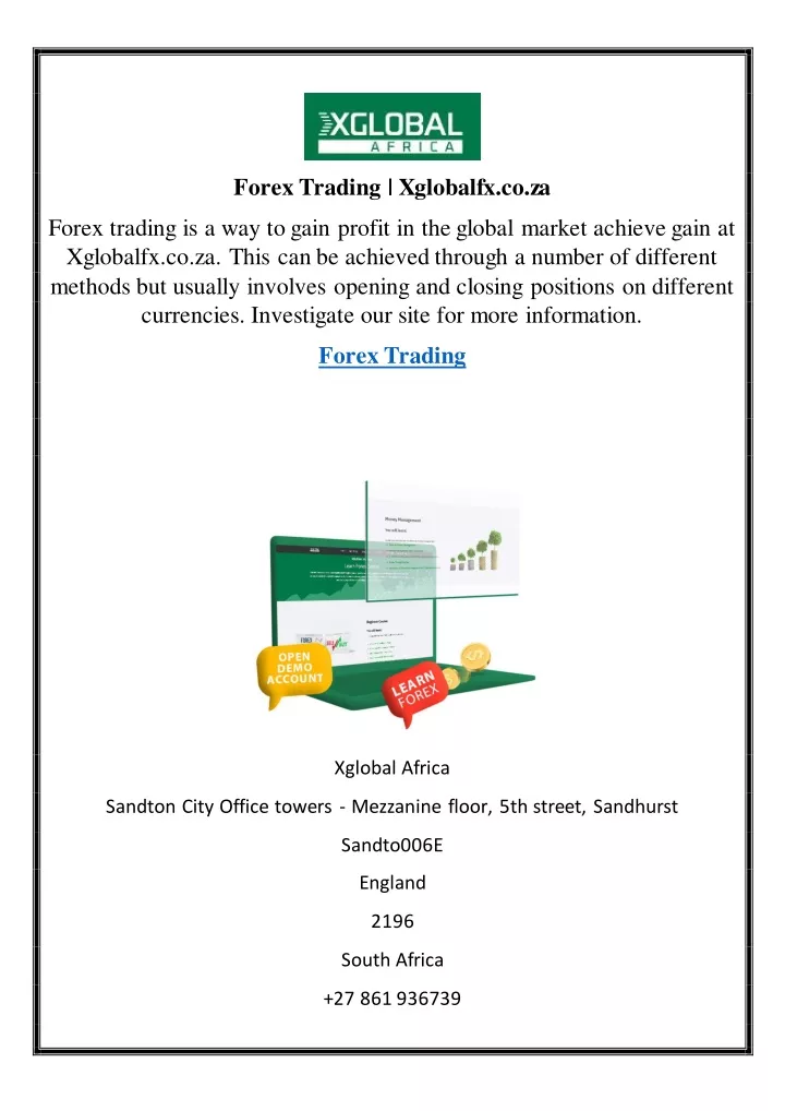 forex trading xglobalfx co za