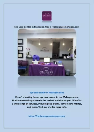 Eye Care Center In Mahopac Area | Hudsoneyesmahopac.com