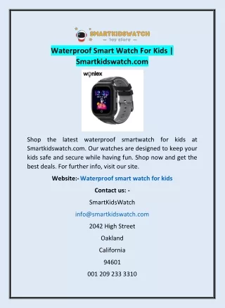 Waterproof Smart Watch For Kids | Smartkidswatch.com