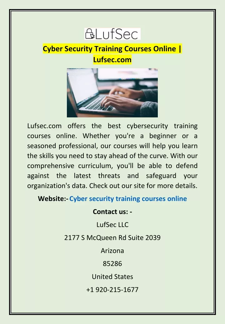 cyber security training courses online lufsec com