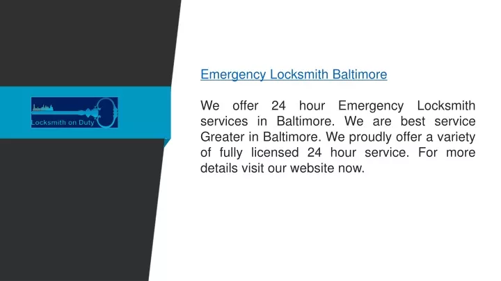 emergency locksmith baltimore we offer 24 hour