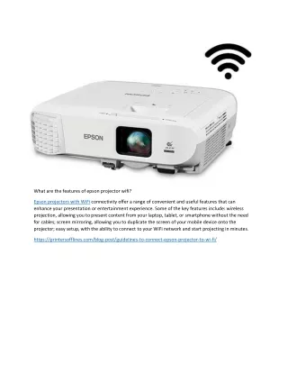 What are the features of epson projector wifi?