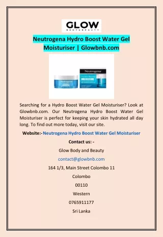 neutrogena hydro boost water gel moisturiser