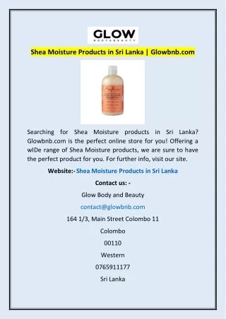 Shea Moisture Products in Sri Lanka | Glowbnb.com
