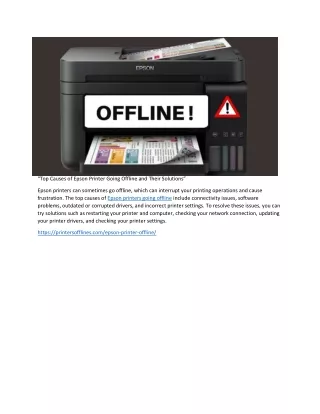 "Top Causes of Epson Printer Going Offline and Their Solutions"