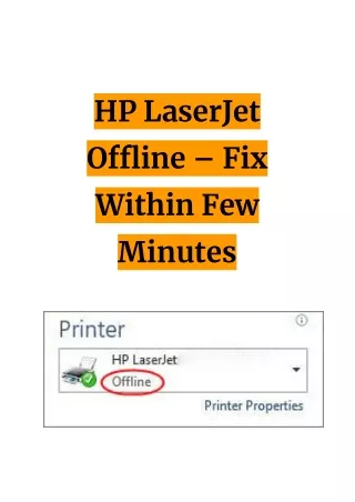 HP LaserJet Offline – Fix Within Few Minutes