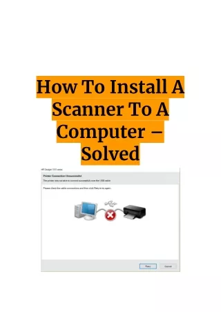 How To Install A Scanner To A Computer – Solved