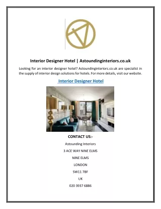 Interior Designer Hotel  Astoundinginteriors.co.uk