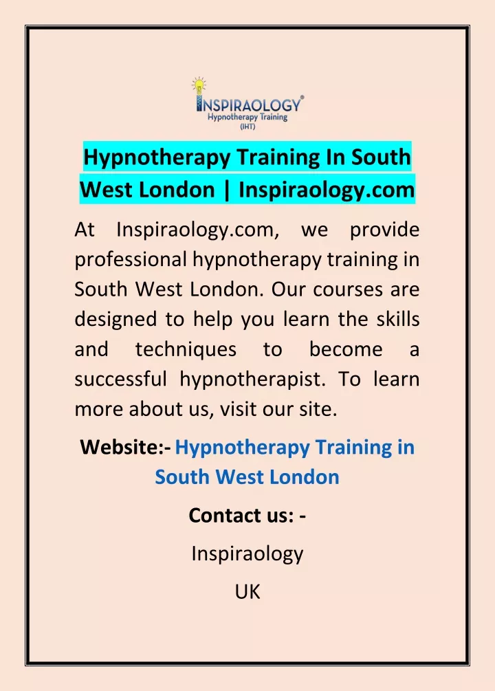 hypnotherapy training in south west london