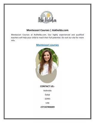 Montessori Courses  Askhelda.com