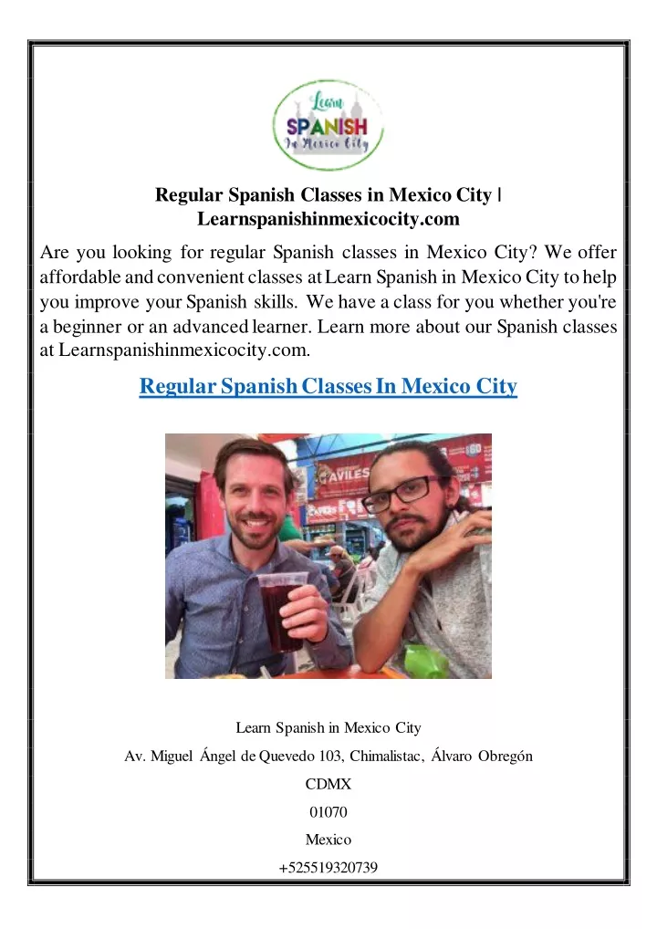 regular spanish classes in mexico city