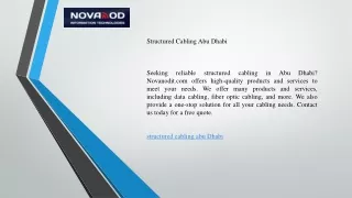 Structured Cabling Abu Dhabi   Novanodit.com