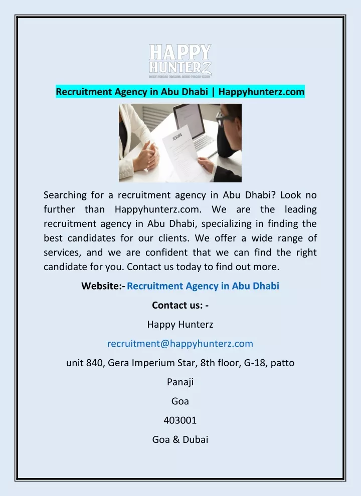 recruitment agency in abu dhabi happyhunterz com