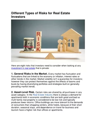 Different Types of Risks for Real Estate Investors