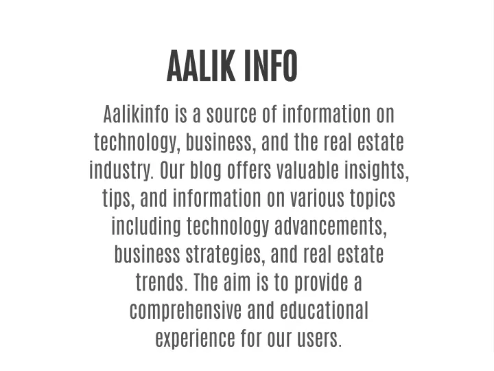 aalik info aalikinfo is a source of information