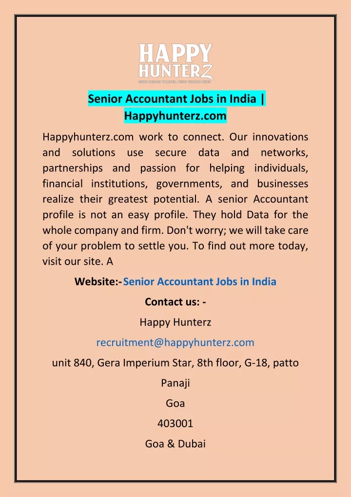 senior accountant jobs in india happyhunterz com