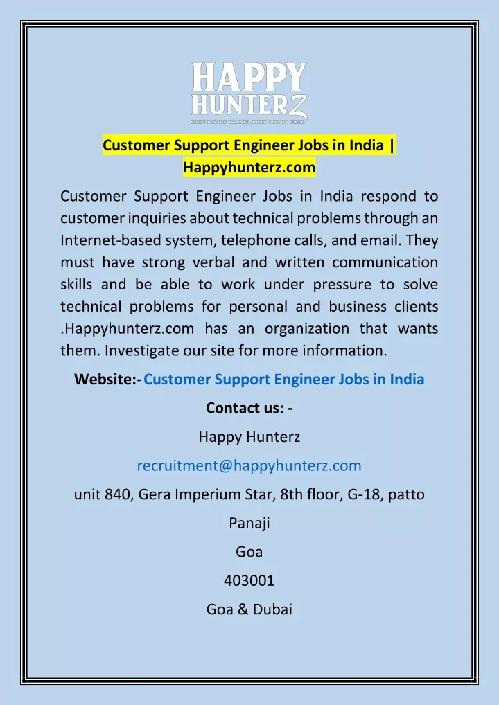 customer support engineer jobs in india